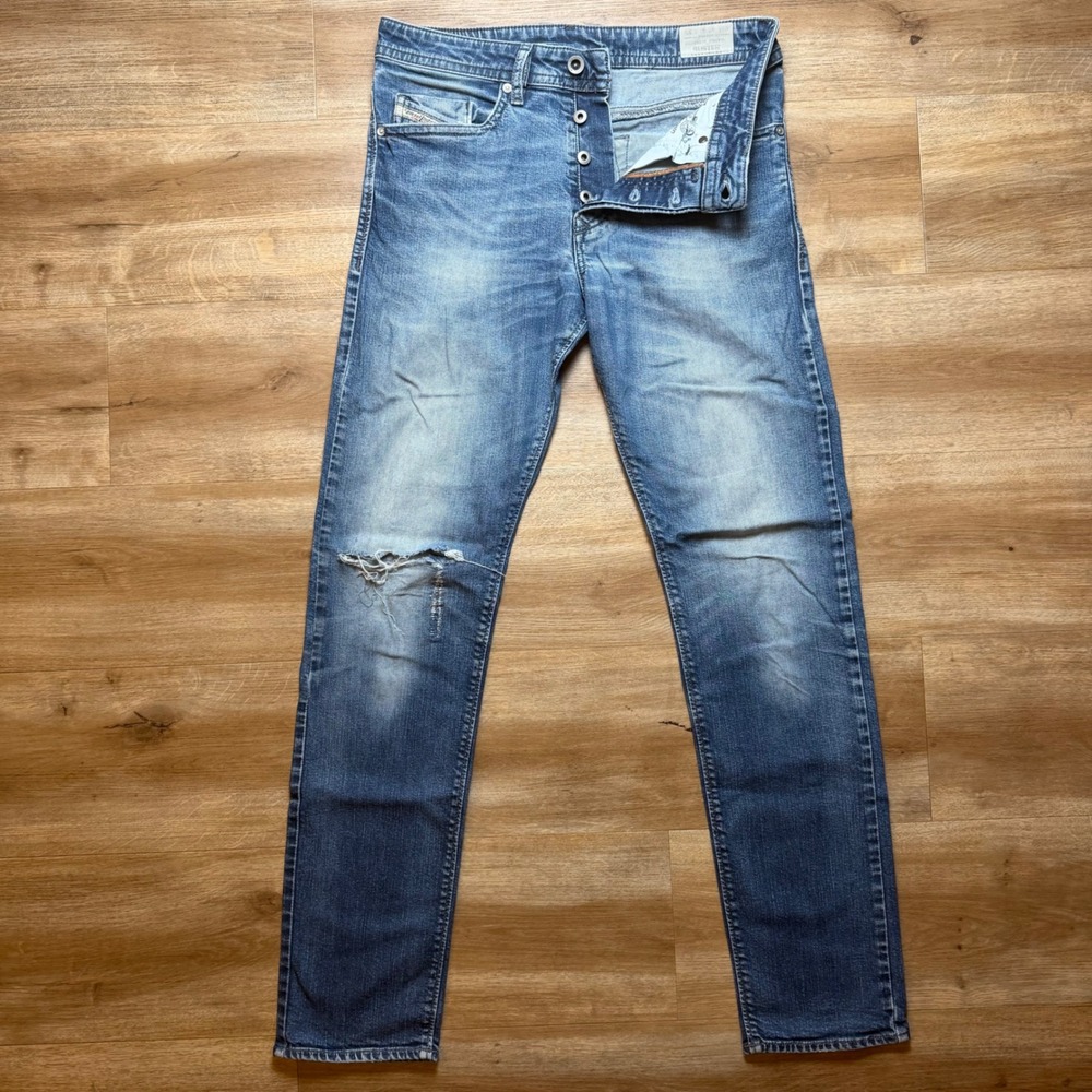 Diesel Buster Jeans Mens 29x32 Blue Slim Tapered Distressed Denim Cotton‎ 0853R